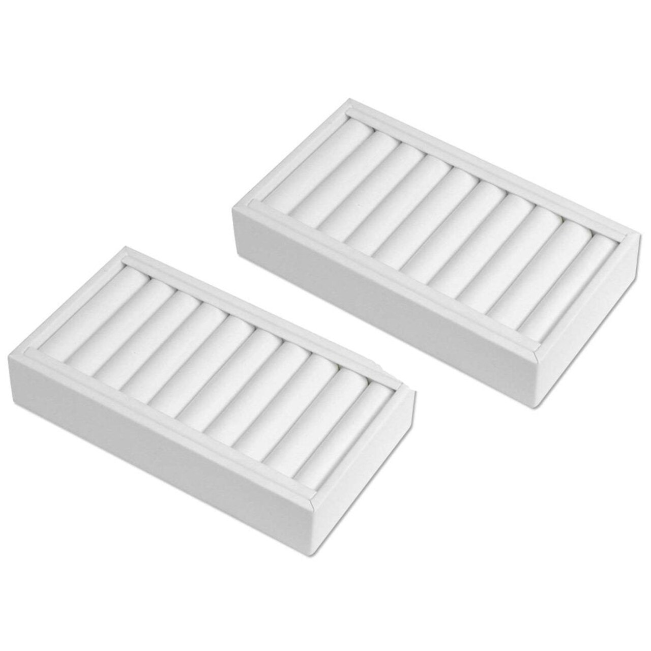 Bangle Bracelet and Ring Jewelry Display Tray 9 Slots White (Pack of 2)